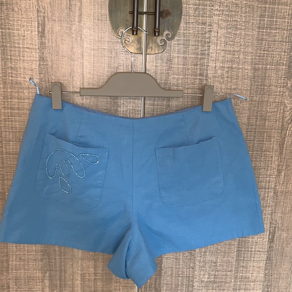 Zara Beaded Linen Blend Shorts - Picture 4 of 15